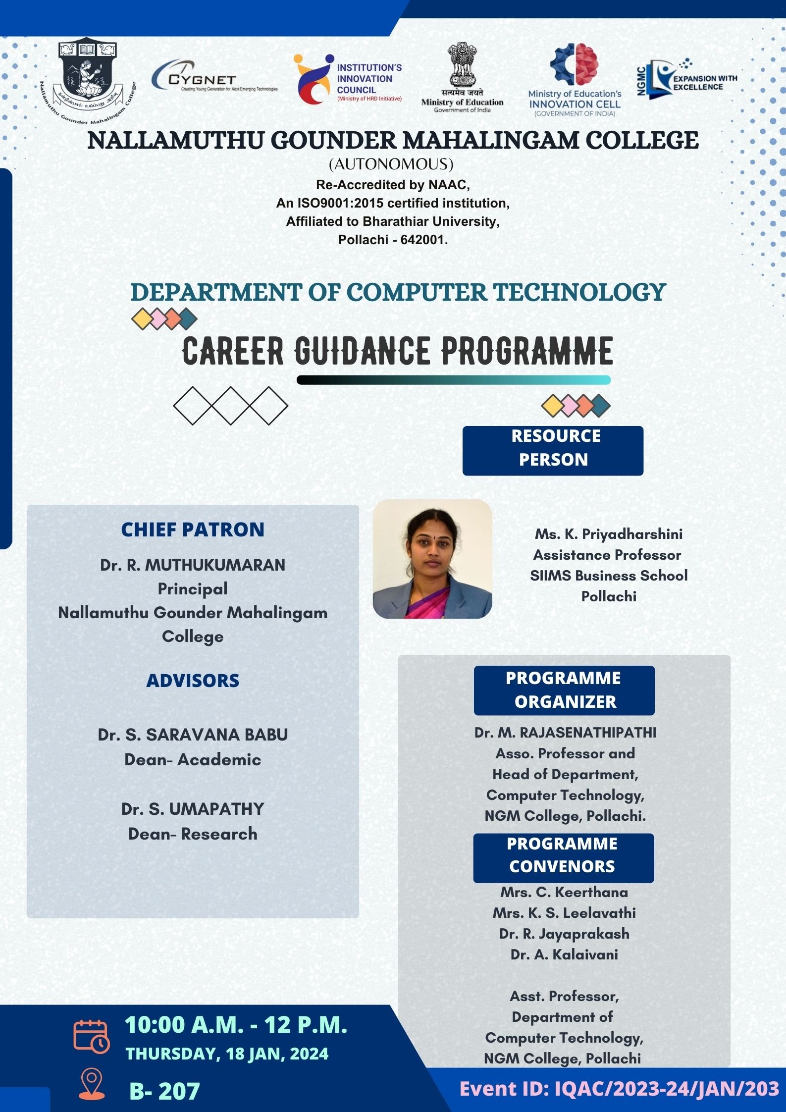 B.Sc., CT  -One Day  Career Guidance Programme