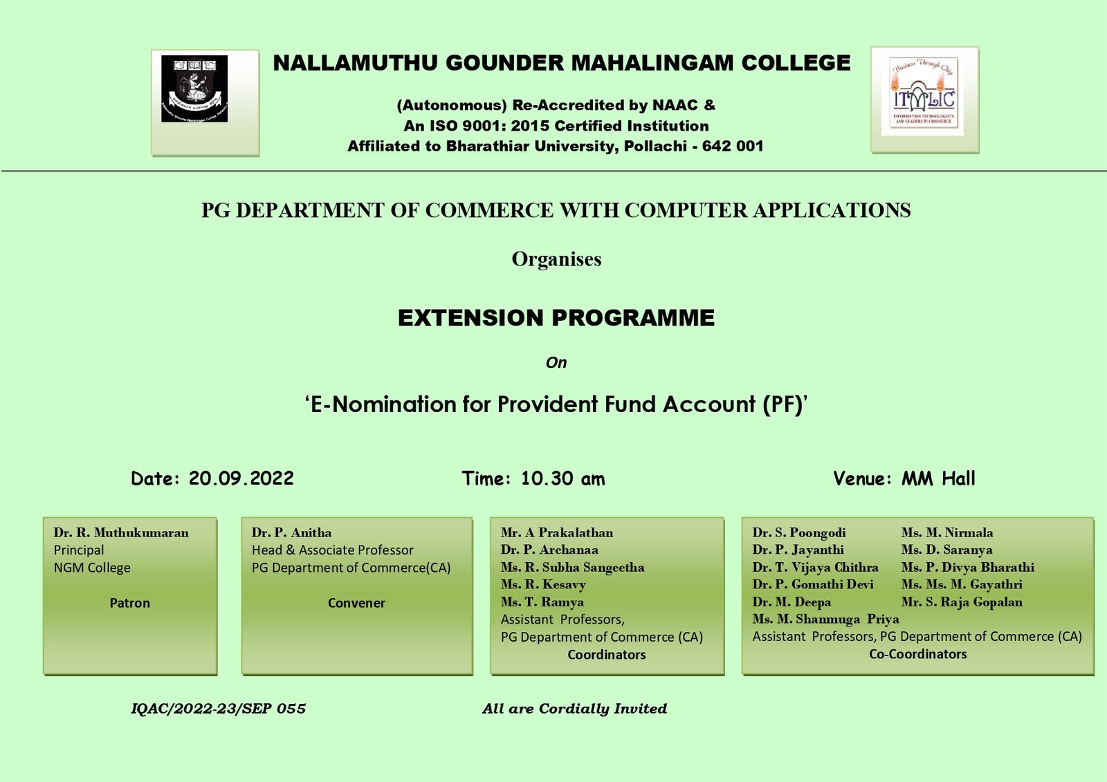 Extension Programme on E-Nomination for Provident Fund Account(PF) 2022