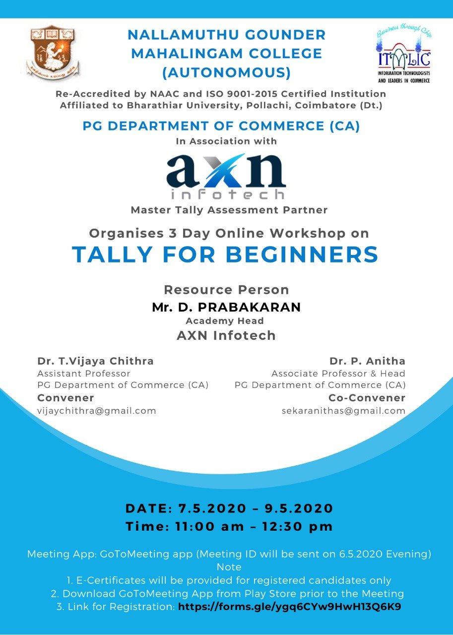 Three Day Workshop on Tally for Beginners