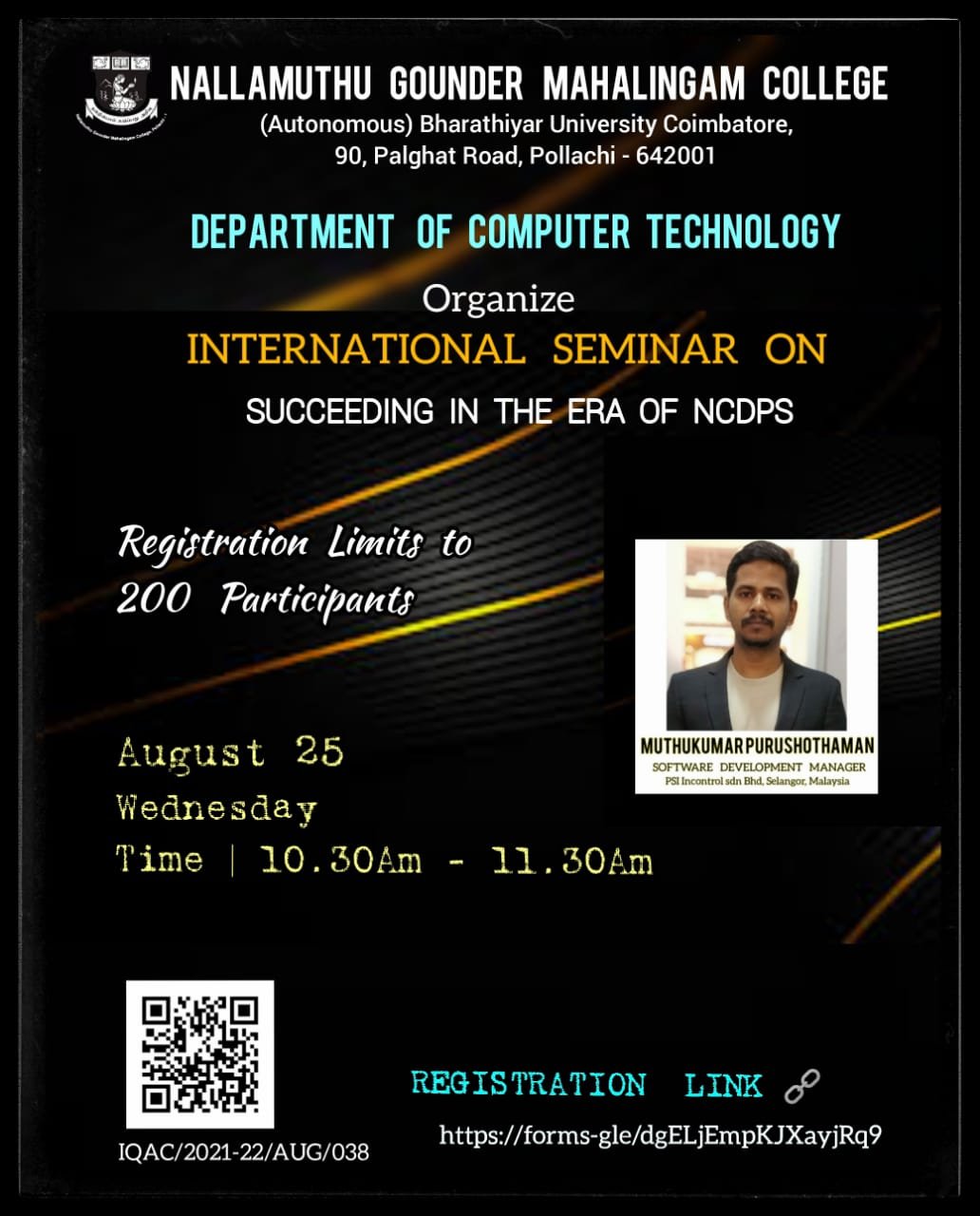 B.Sc., CT – International seminar on Succeeding in the ERA of NCDPS (No Code Development Platform)