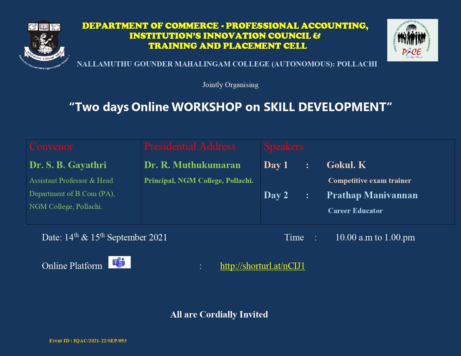 Two Days Online Workshop On Skill Development