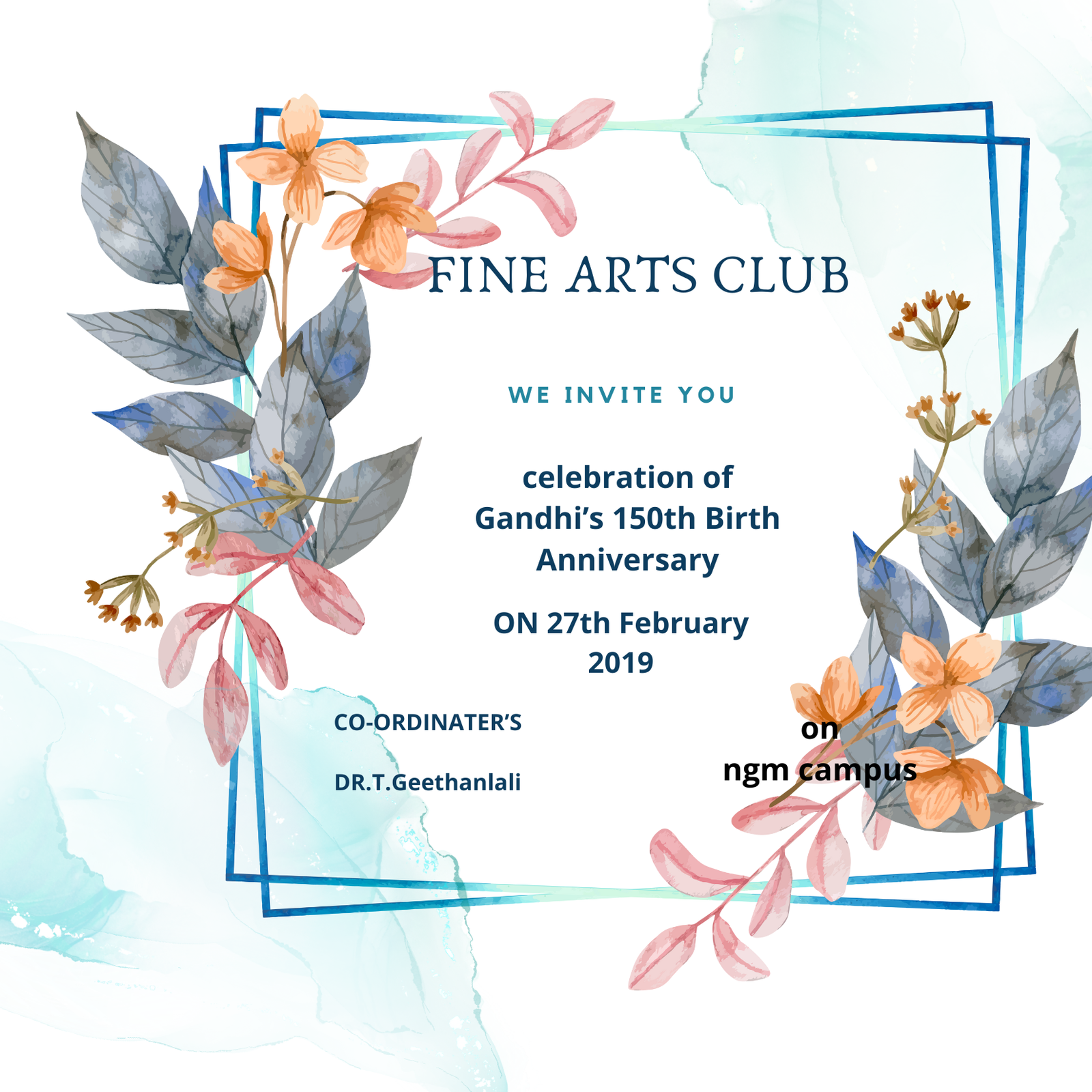 fine arts club/celebration of  Gandhi’s 150th Birth Anniversary