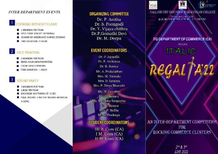 REGALIA 22 An Inter-Department Competition for rocking Commerce clusters