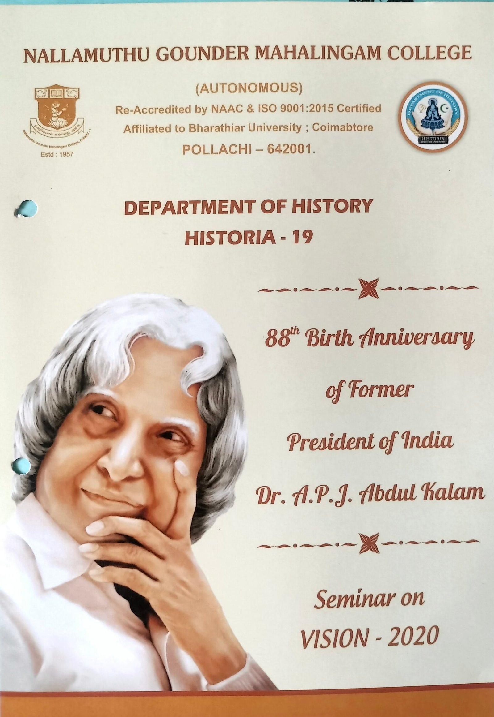 Seminar on Dr.A.P.J. Abdul kalam Birth Anniversary