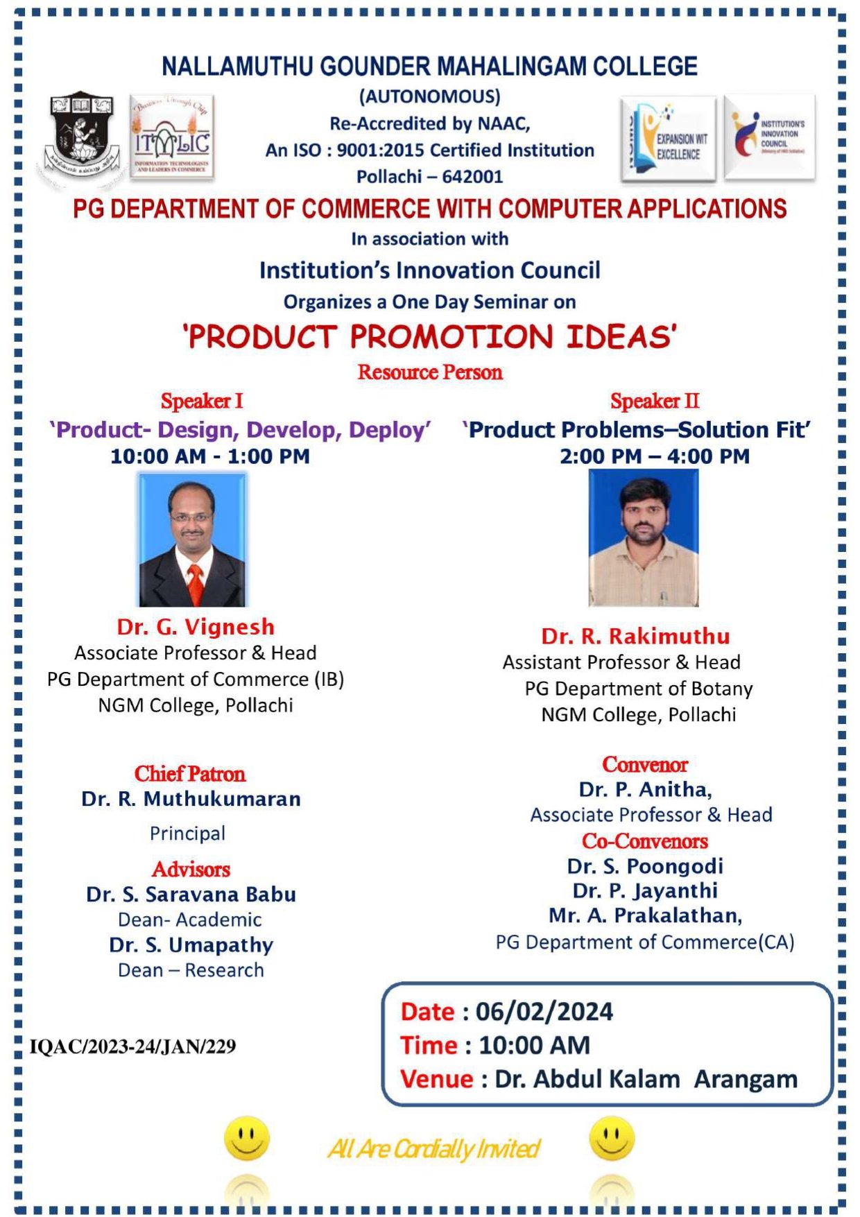 PG Department of Commerce with Computer Applications- Seminar on “Product Promotion Ideas”