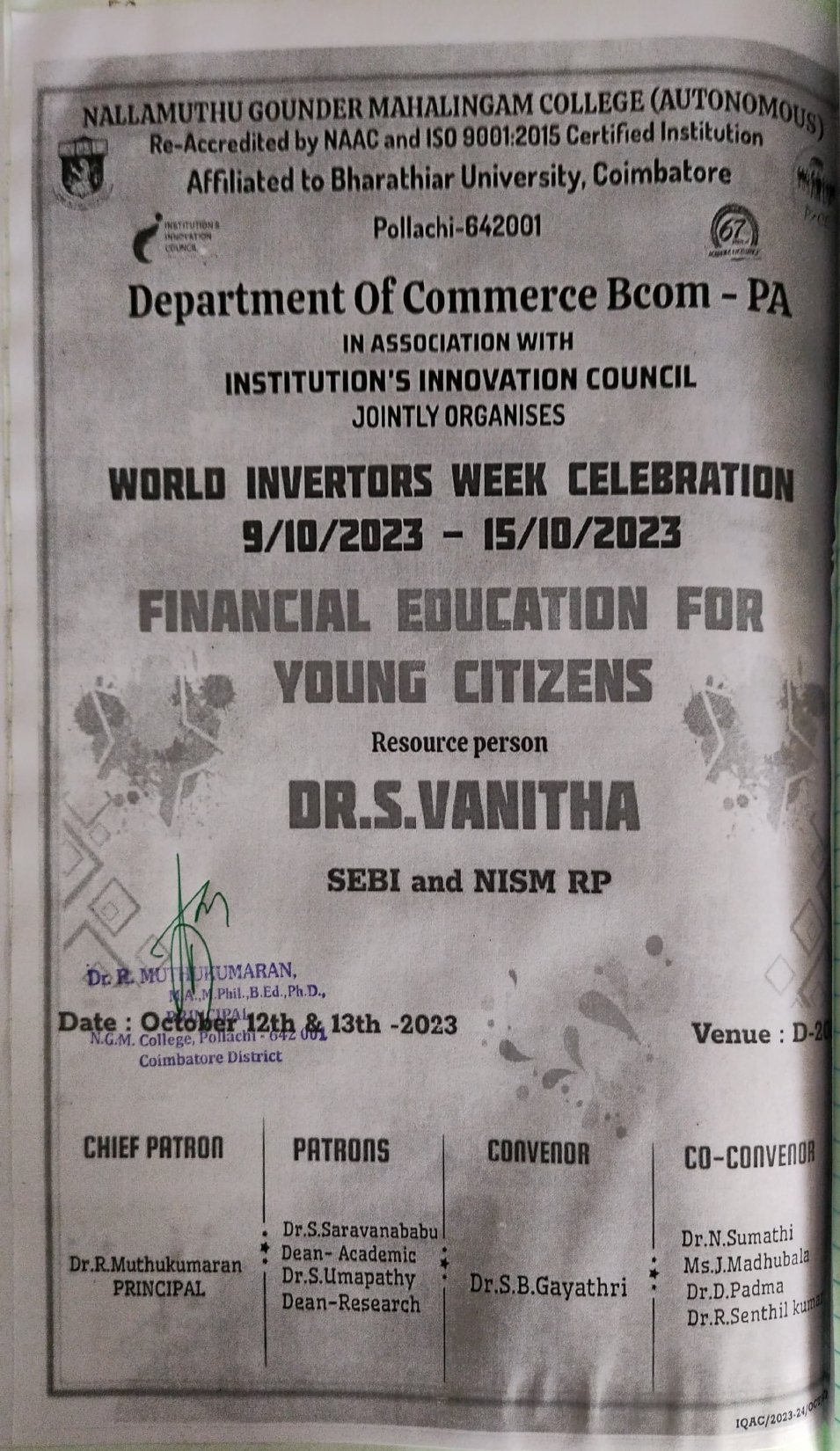 Skills Enhancement Program on Financial Education for Young Citizens