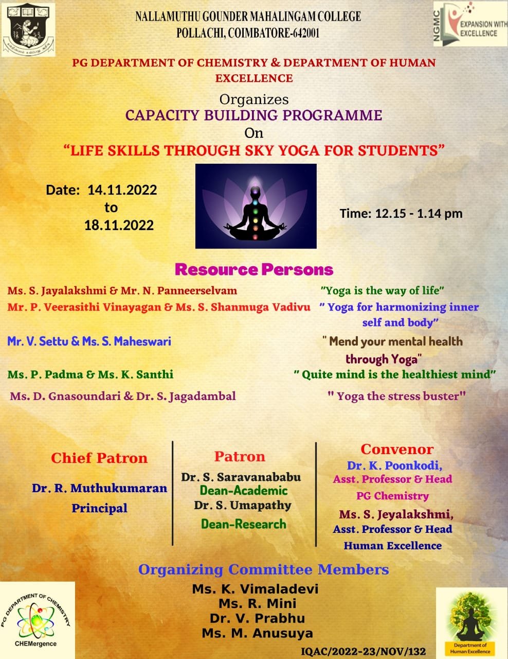 Capacity building program on Life Skills SKY Yoga for Students