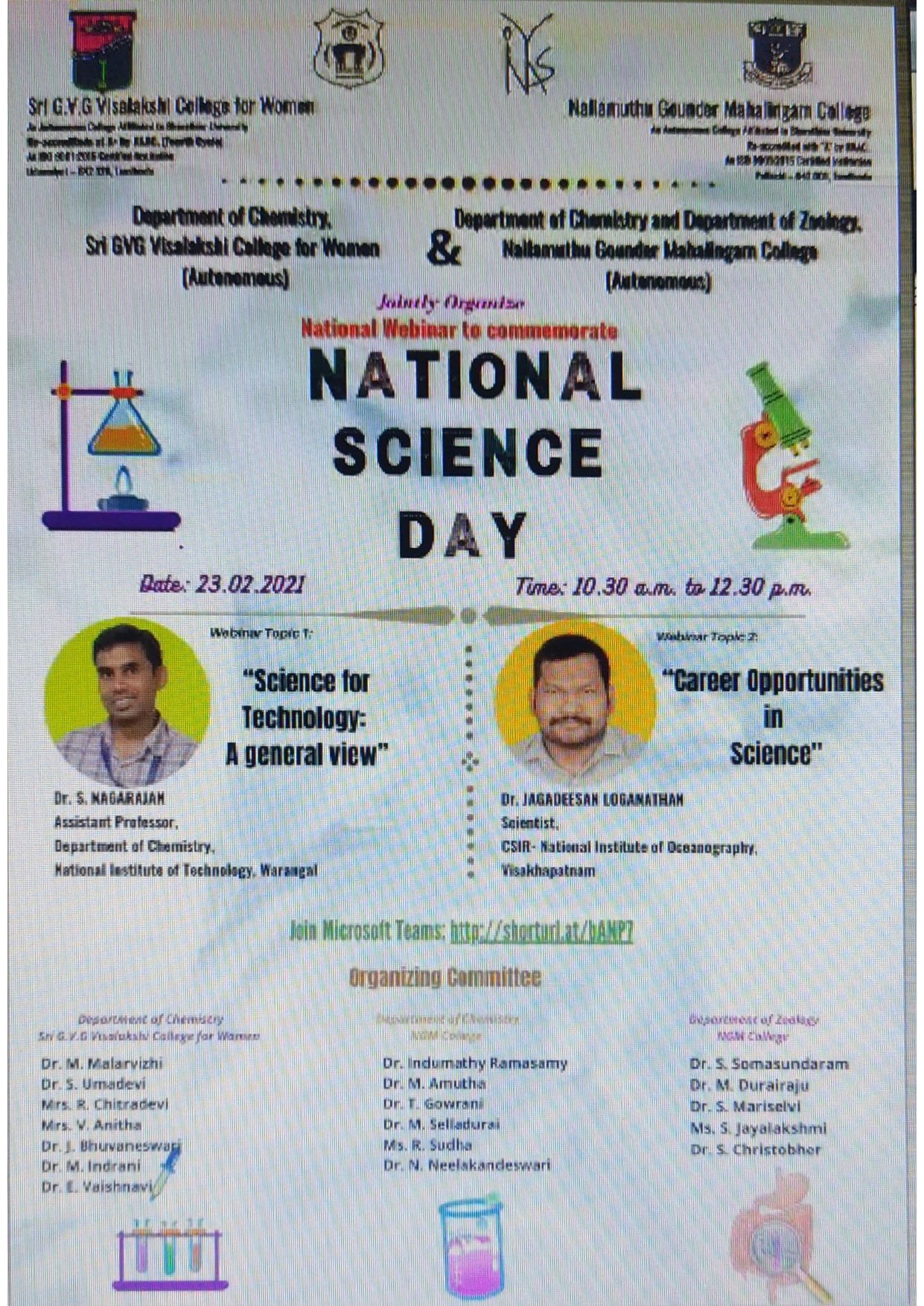 NATIONAL SCIENCE DAY – Science for Technology  A General View and Career Opportunities in Science