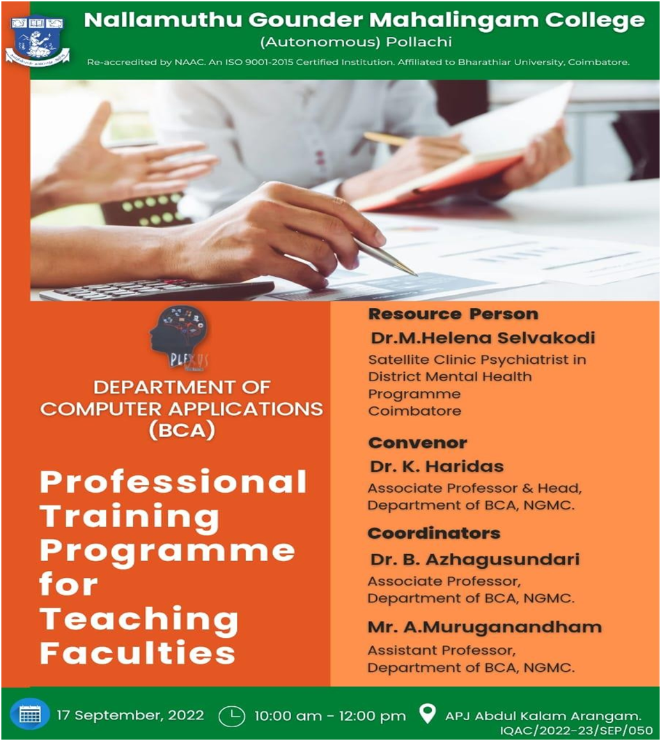 PROFESSIONALTRAININGPROGRAM FORTEACHING FACULTIES