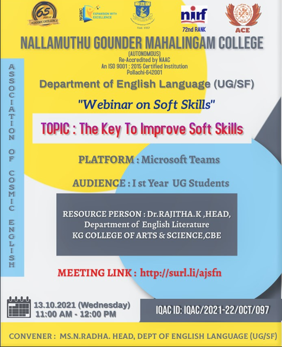 ENGLISH LANGUAGE DEPARTMENT – WORKSHOP – THE KEY TO IMPROVE SOFT SKILLS