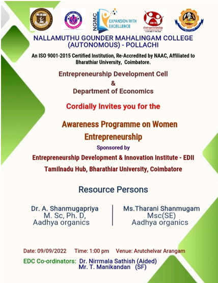 Department of Economics & EDC – Awareness Programme on Women Entrepreneurship