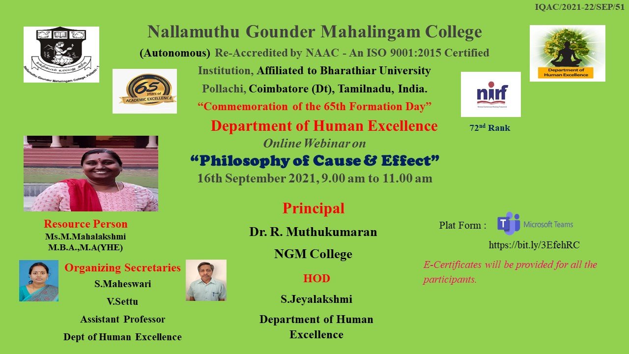 Webinar On “Philosophy of Cause and Effect”