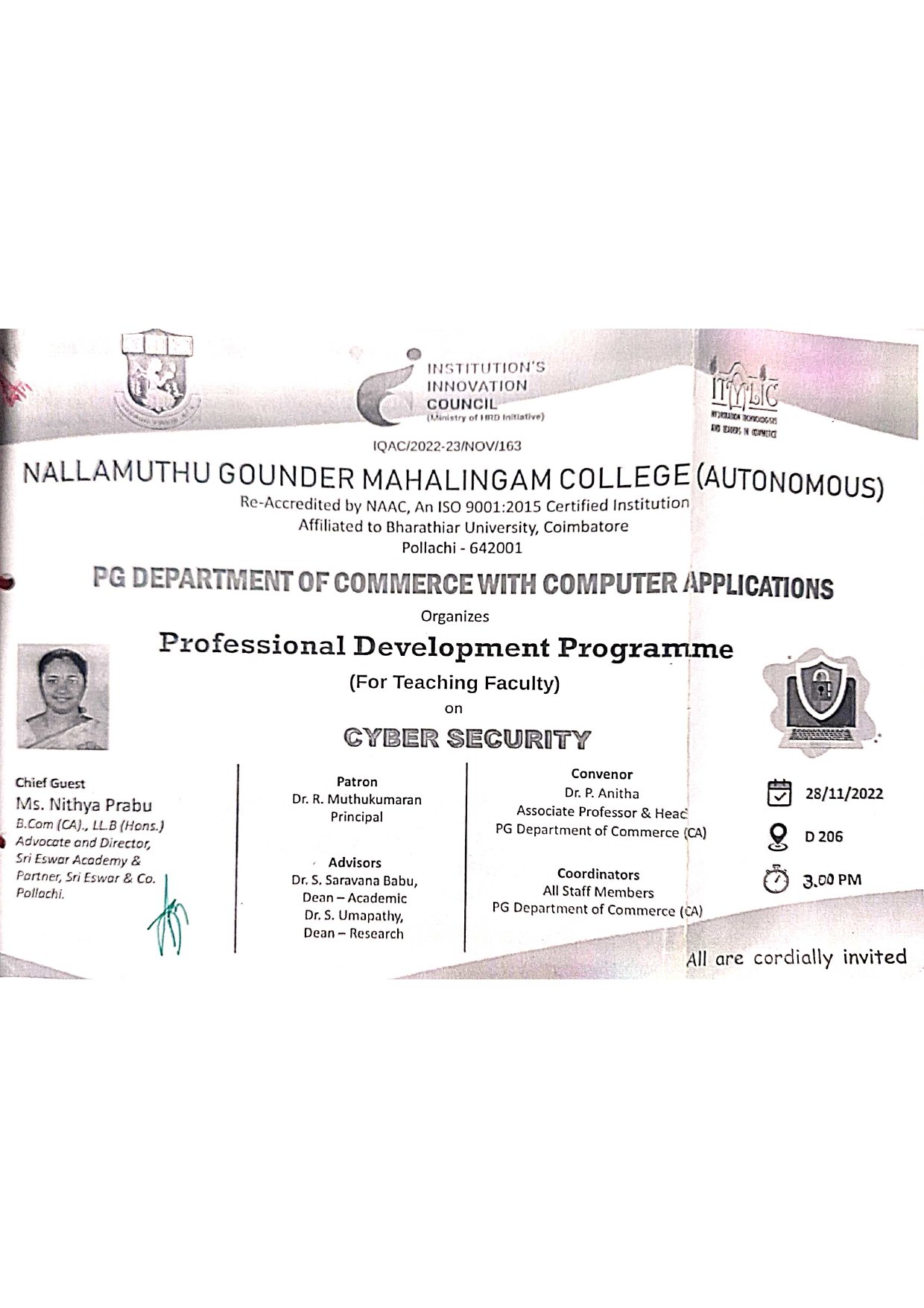 Professional Development Programme on Cyber Security