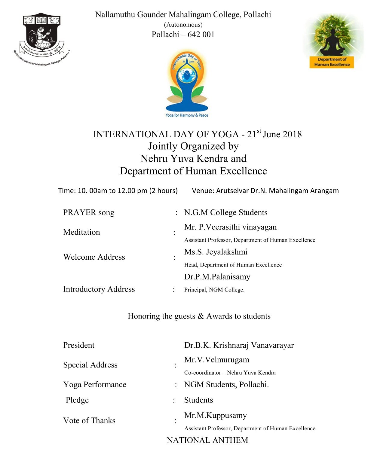 4th International Day of Yoga June 21st, 2018