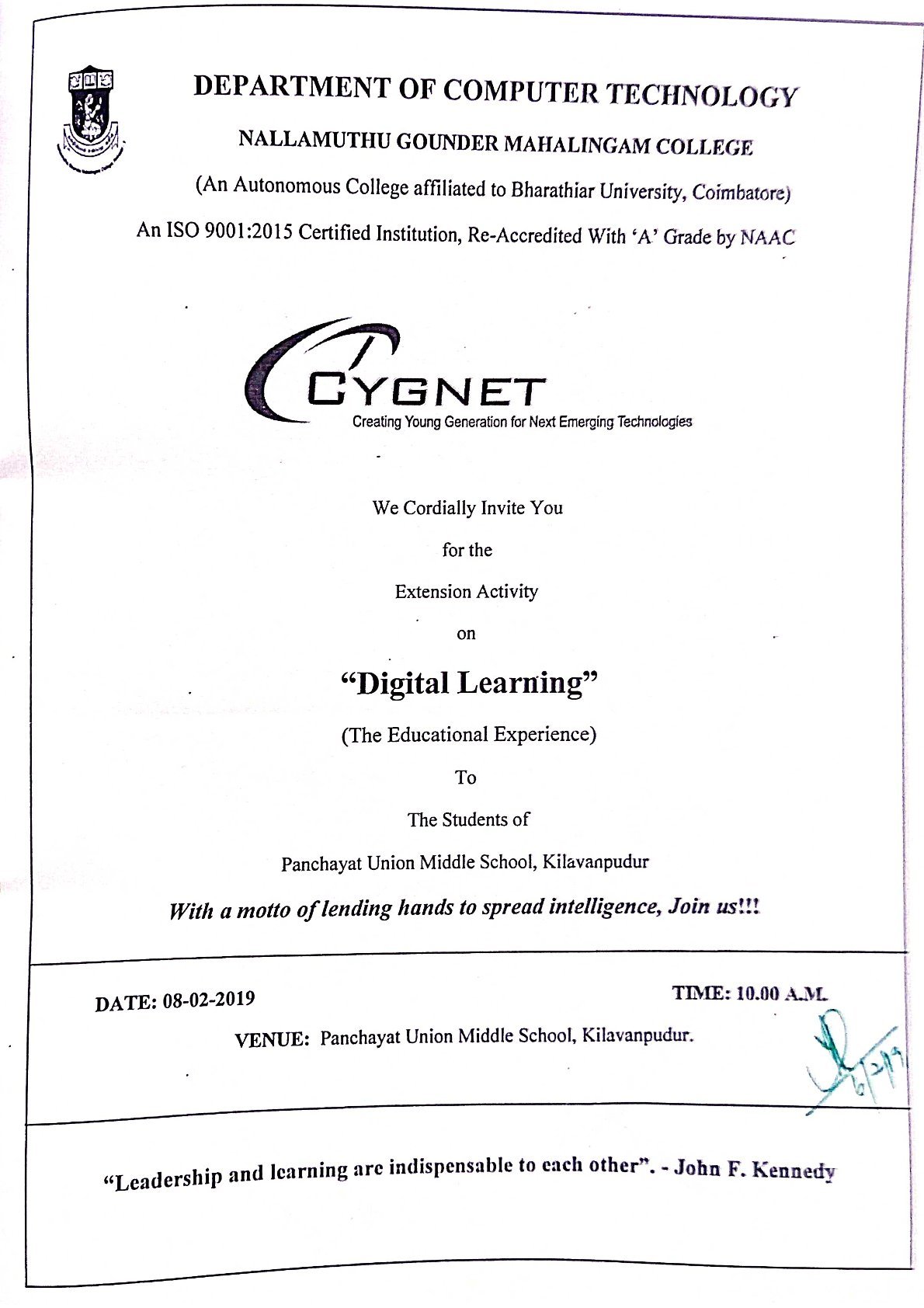 B.Sc., CT- Extension Activity