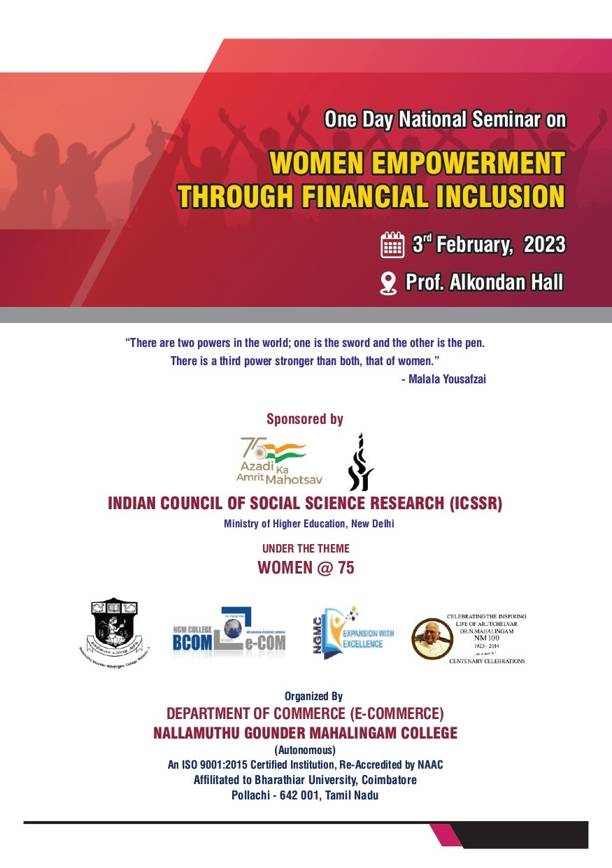 One Day National Seminar on WOMEN EMPOWERMENT  THROUGH FINANCIAL INCLUSION